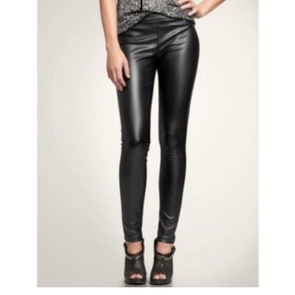 GAP Black Vegan Leather Leggings  Faux Leather Ponte Skinny Size M NWT